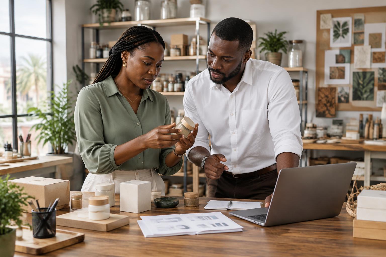 Black African founder and operations strategist refining physical product prototypes and business models